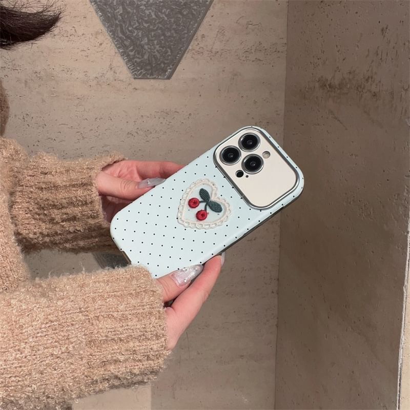 Phone Cherry Case Embroidered