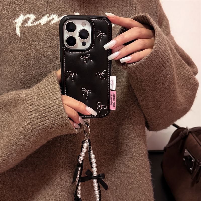 Case Phone / Set Embroidered Bow Strap