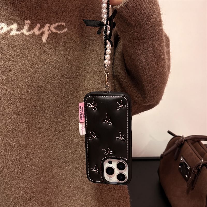 Case Phone / Set Embroidered Bow Strap