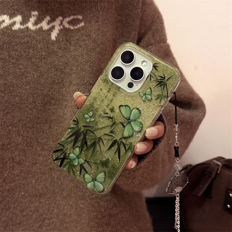 Butterfly Bamboo Phone Set Case Charm /