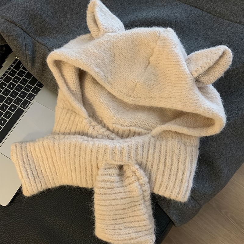 Scarf Rabbit Plain Ear Hooded