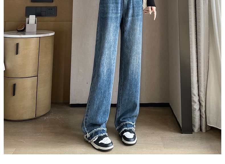 Fit (Various Jeans Designs) High Washed Frayed Waist Loose