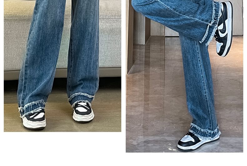 Fit (Various Jeans Designs) High Washed Frayed Waist Loose