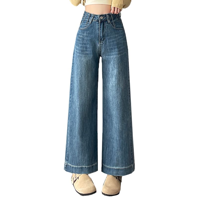 Wide Washed Cropped (Various High Waist Leg Designs) Jeans