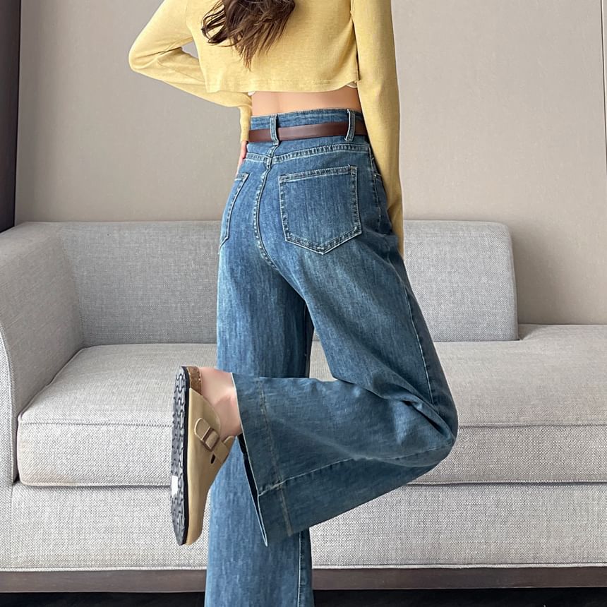 Wide Washed Cropped (Various High Waist Leg Designs) Jeans