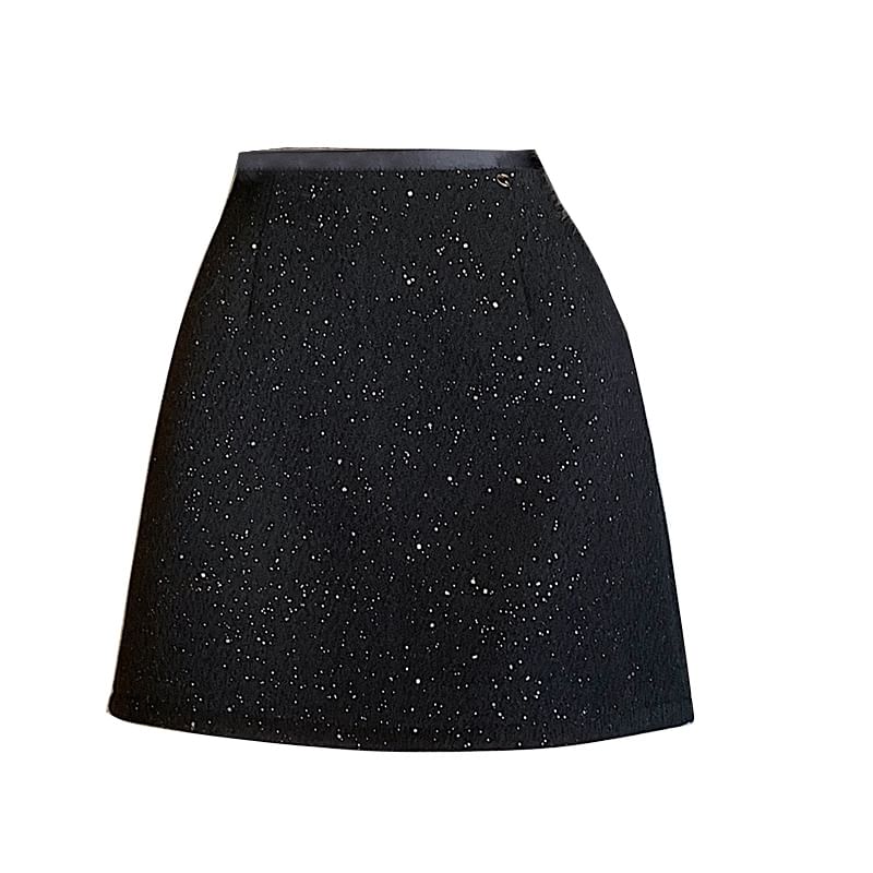 Rise Skirt Mini A-Line Sequin High