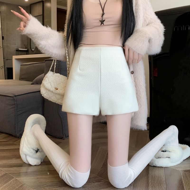 Wide Shorts Plain Leg High Waist