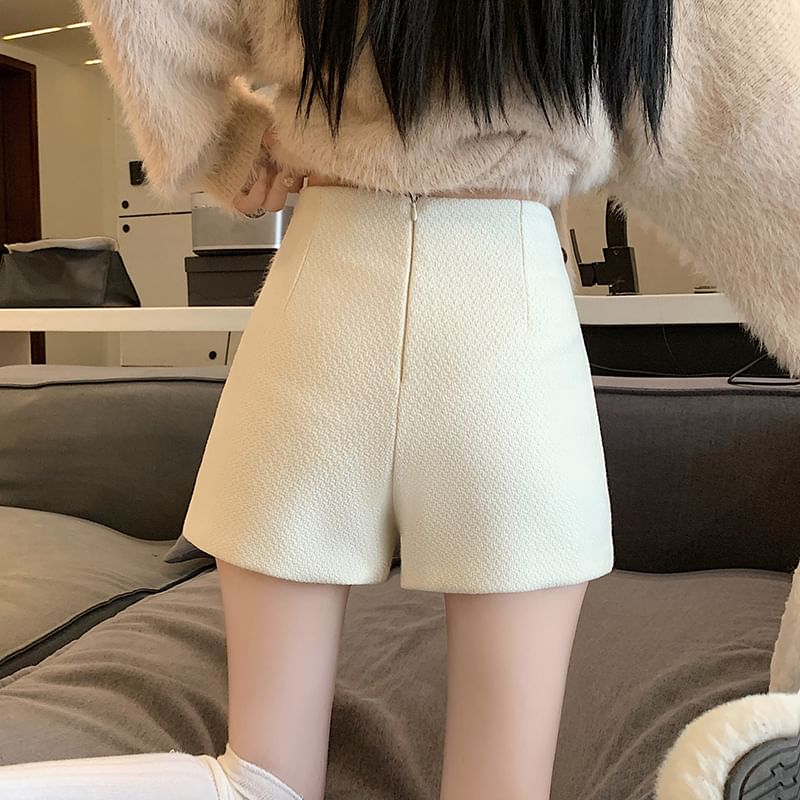 Wide Shorts Plain Leg High Waist