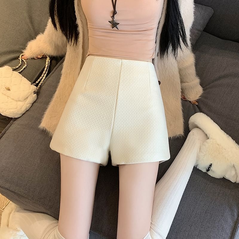 Wide Shorts Plain Leg High Waist