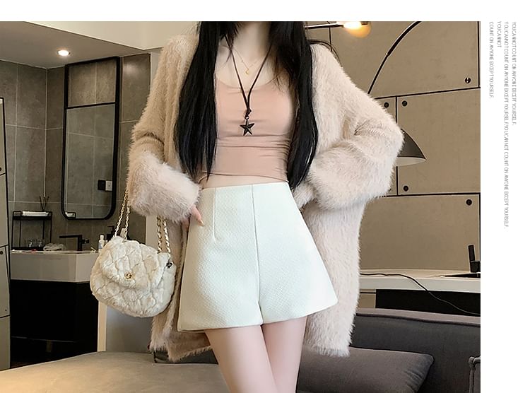 Wide Shorts Plain Leg High Waist