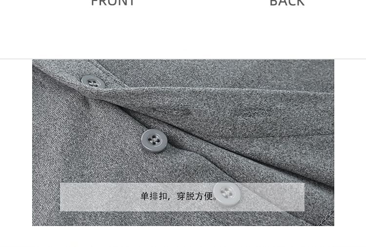 Long-Sleeve Plain Asymmetrical Stand Button-Up T-Shirt Collar