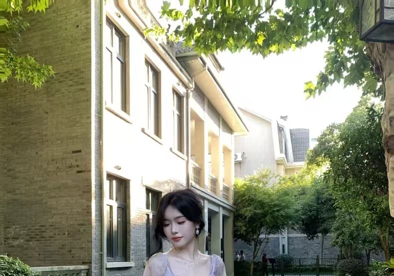 Dye Cold Tie Ruffle Maxi Dress Butterfly A-Line Accent Long-Sleeve Shoulder Trim