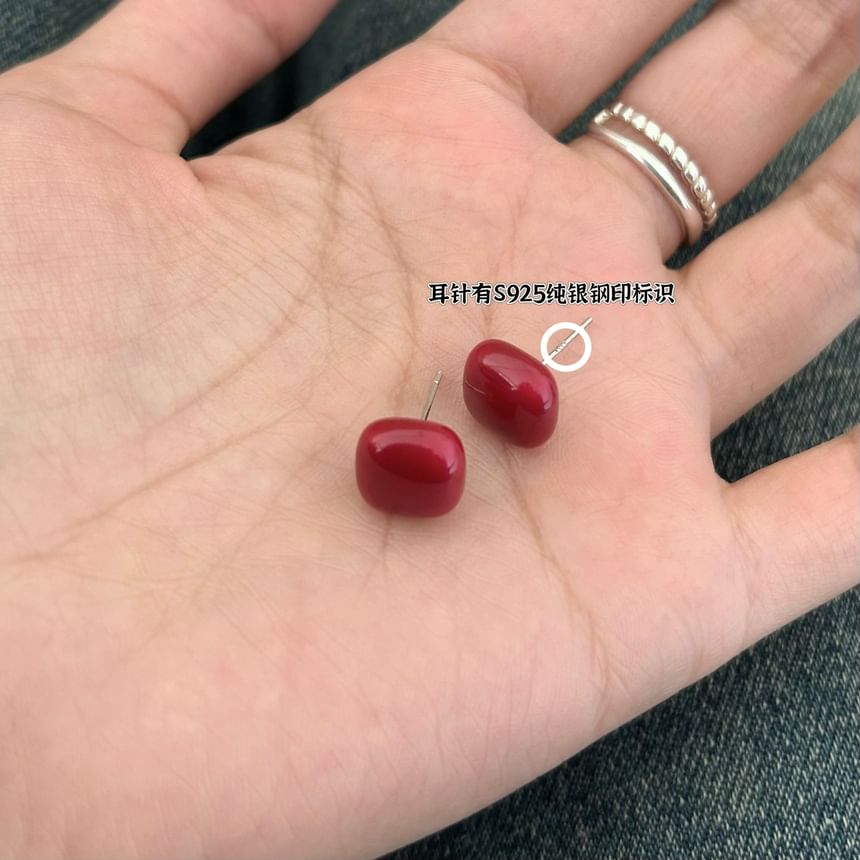 Silver Stud 925 Earring Sterling Square