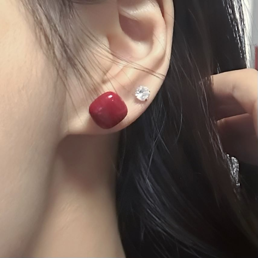 Silver Stud 925 Earring Sterling Square