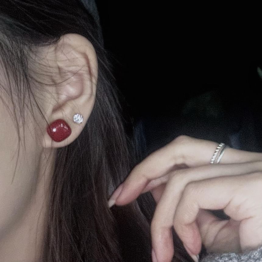 Silver Stud 925 Earring Sterling Square