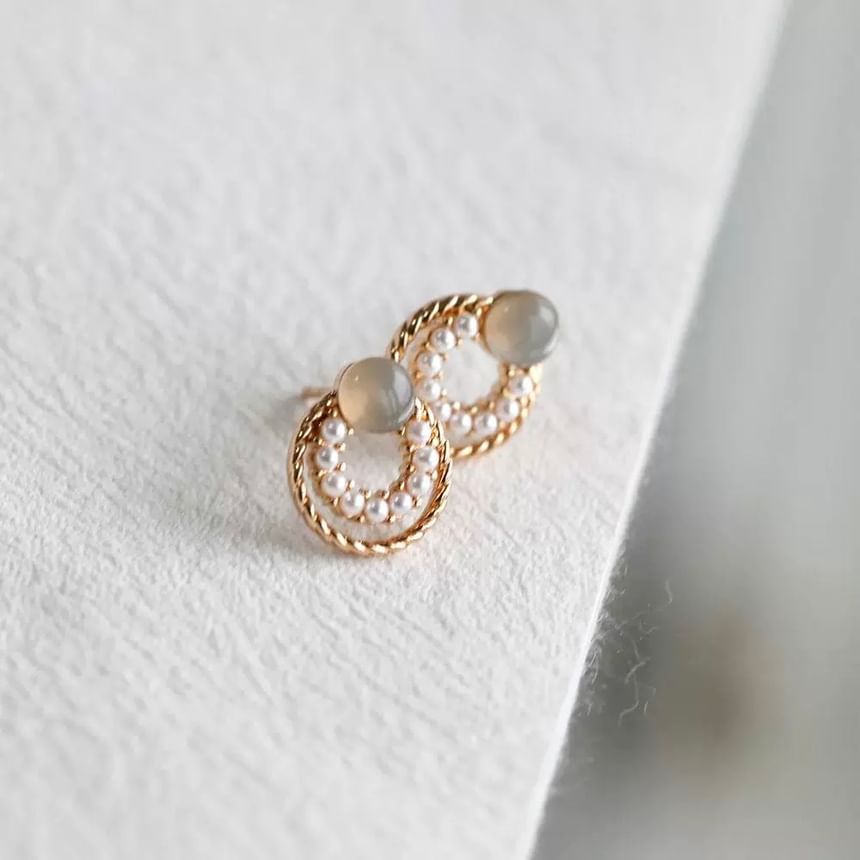 Earring Circle 925 Stud Silver Sterling Double