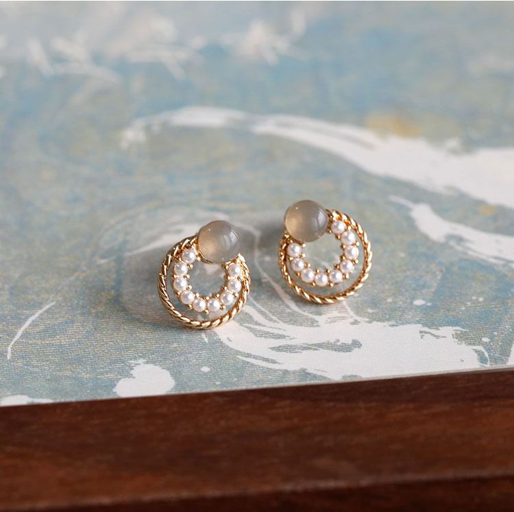 Earring Circle 925 Stud Silver Sterling Double