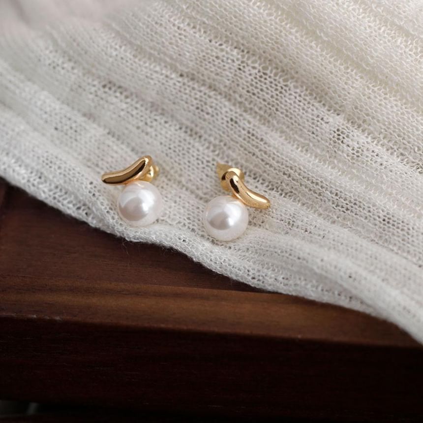 Stud Sterling Silver Faux 925 Earring Pearl