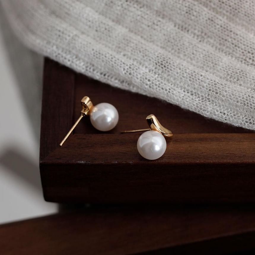 Stud Sterling Silver Faux 925 Earring Pearl