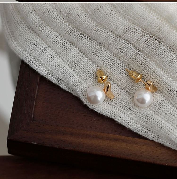 Stud Sterling Silver Faux 925 Earring Pearl