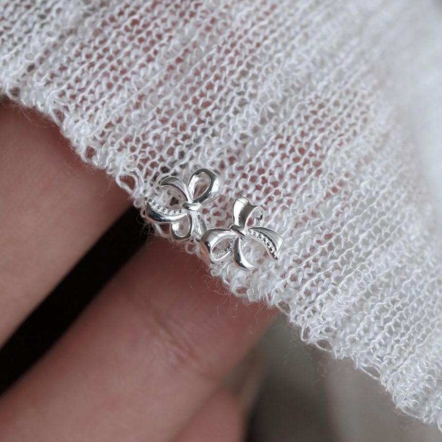 Stud Silver Earring Sterling 925 Bowknot