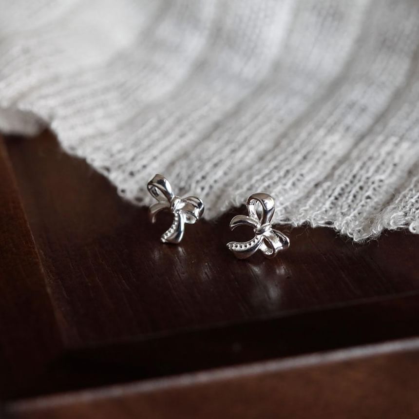 Stud Silver Earring Sterling 925 Bowknot
