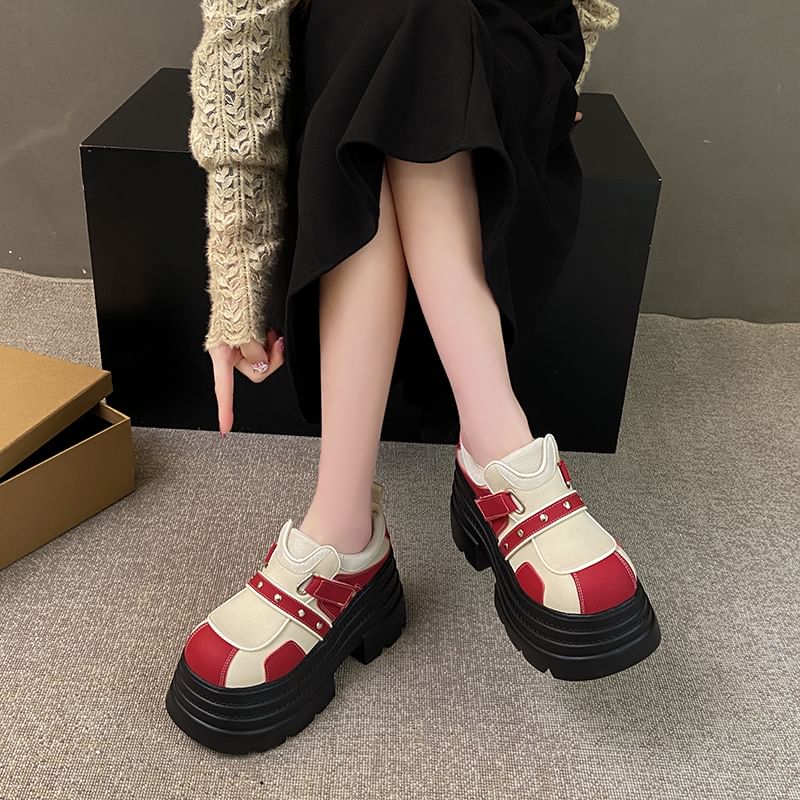 Platform Strap Adhesive Faux Leather Shoes