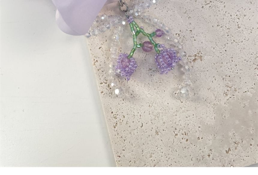 Flower Beaded Bow Phone Charm