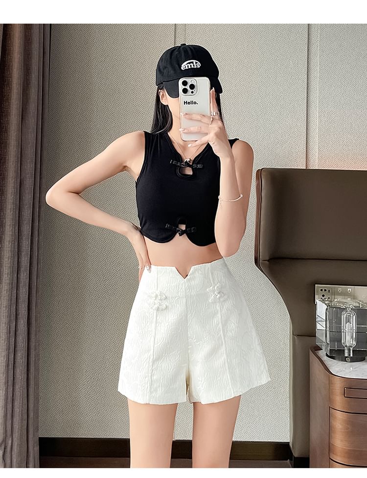Plain Waist Frog High Shorts Button