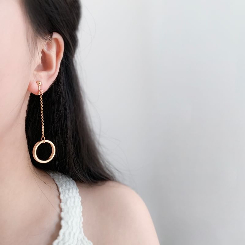 Asymmetrical / Clip On Drop Earring Star