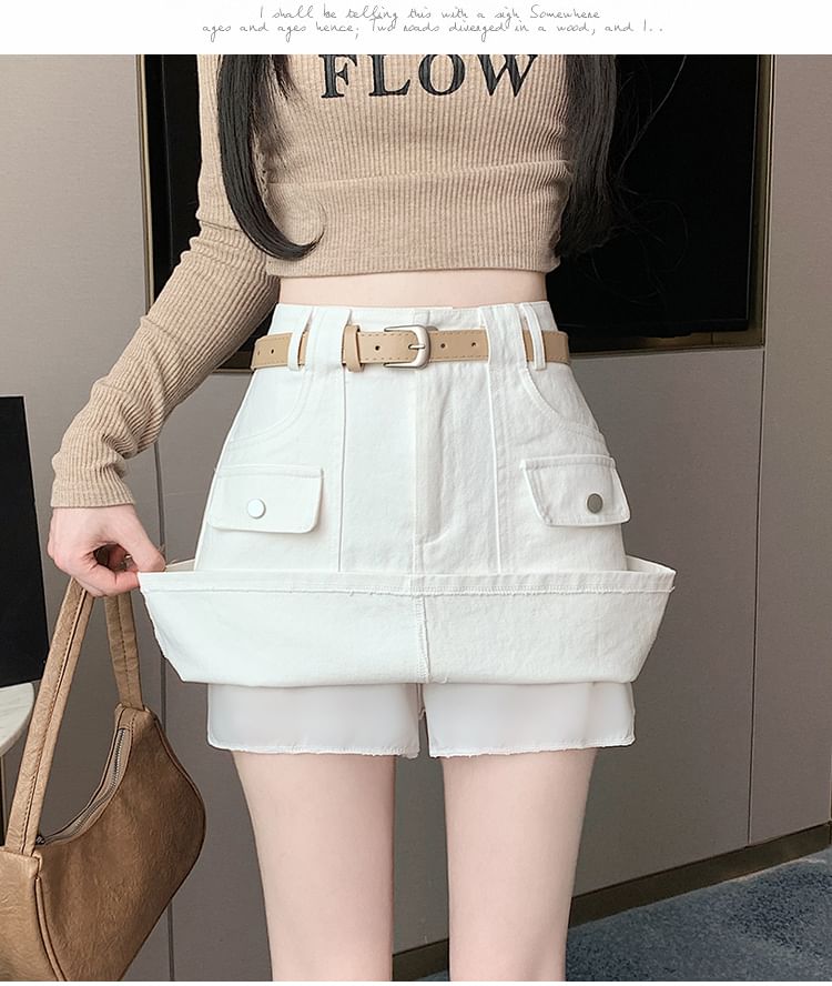 Plain Cargo Skirt High Mini Rise A-Line