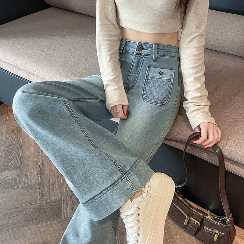 Loose Designs) Fit Washed High Jeans Rise (Various