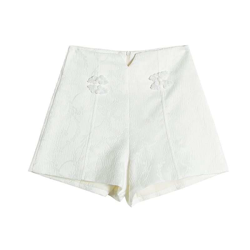 Jacquard Shorts Waist High Frog Button