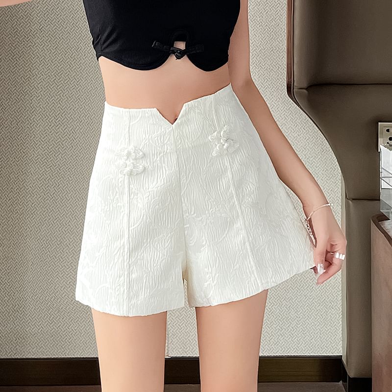 Jacquard Shorts Waist High Frog Button
