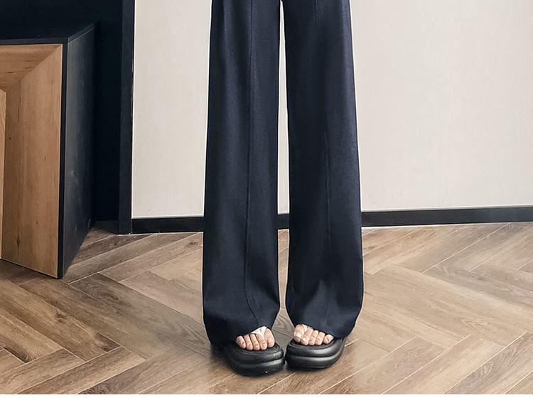 Pants Dress Waist Wide High Plain Leg
