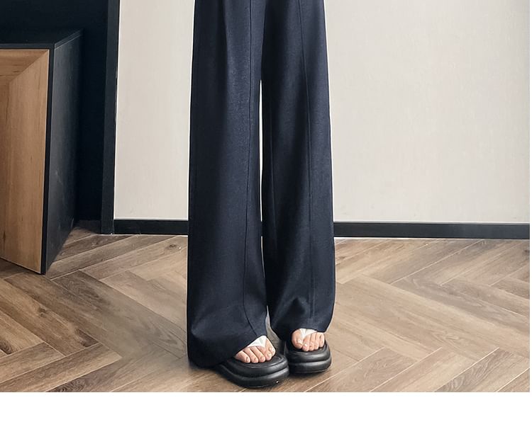 Pants Dress Waist Wide High Plain Leg