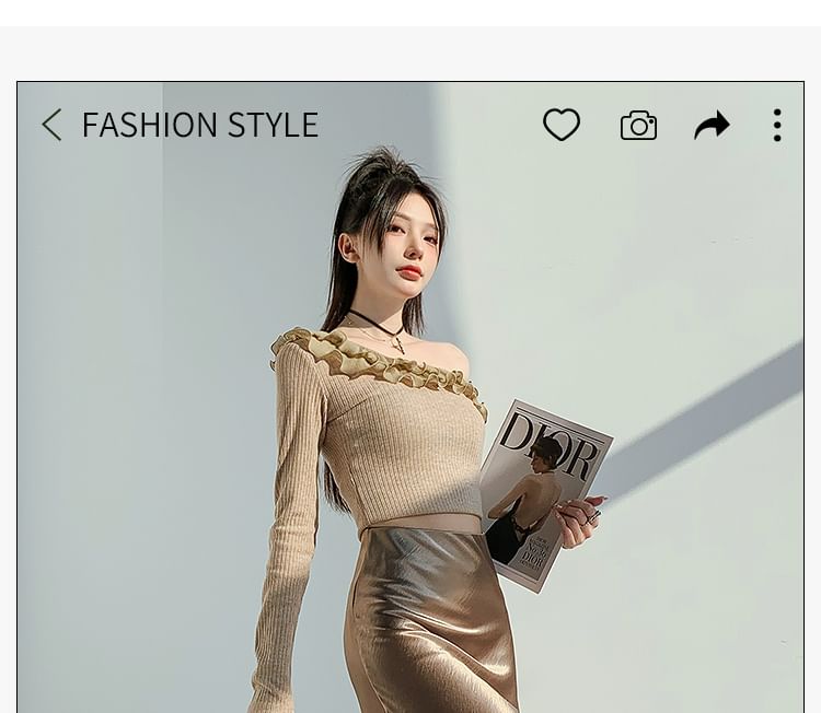 High Plain Skirt Waist A-Line Midi Satin