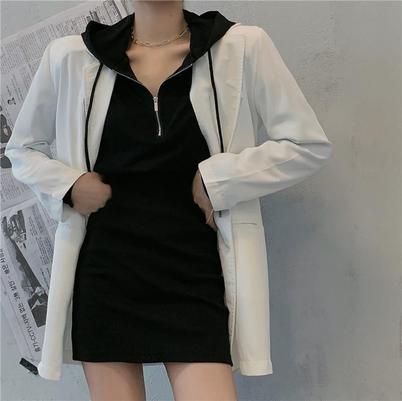 Dress Hoodie Mini Half Zip Plain