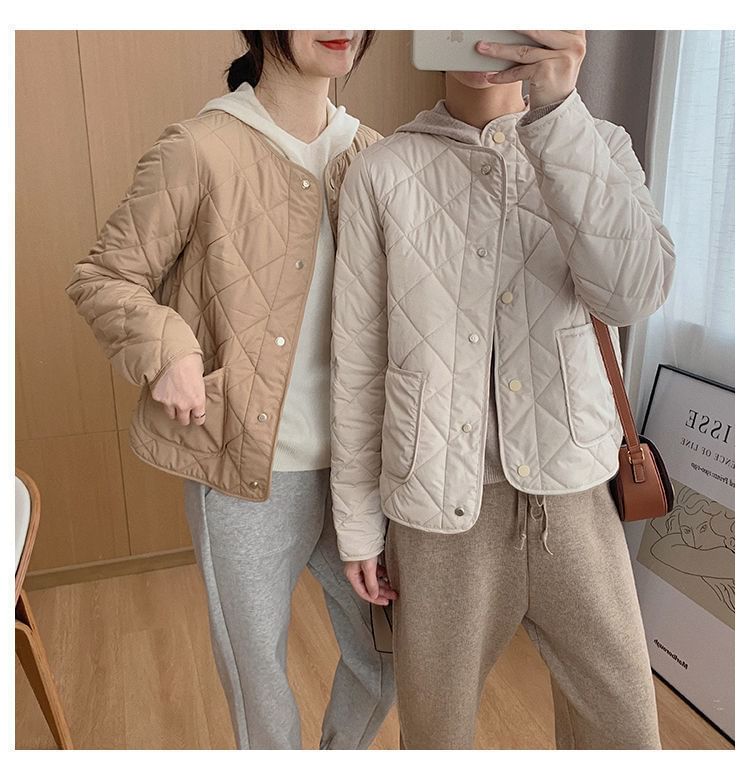 V-Neck Quilted Jacket Button-Up