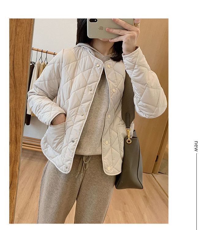 V-Neck Quilted Jacket Button-Up