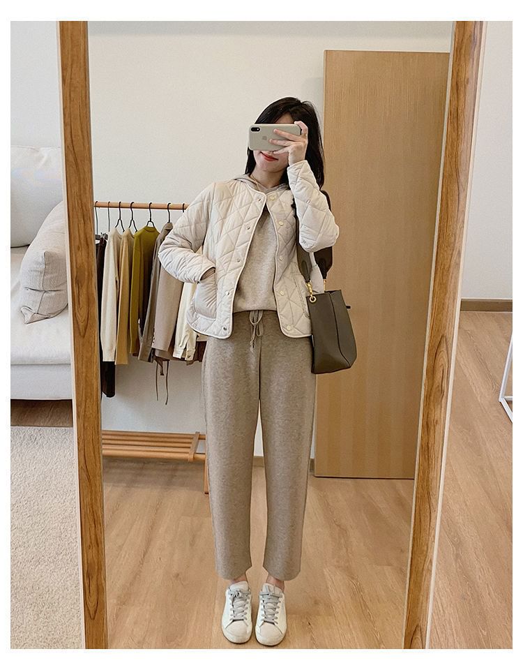 V-Neck Quilted Jacket Button-Up