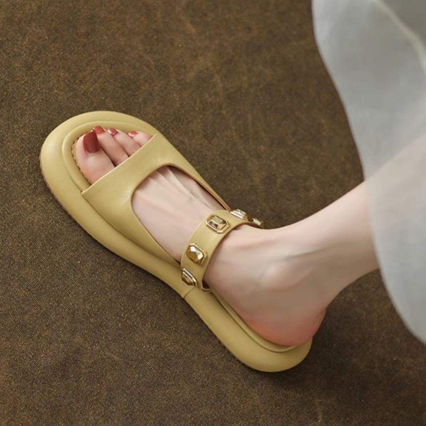 Studded Slide Platform Sandals