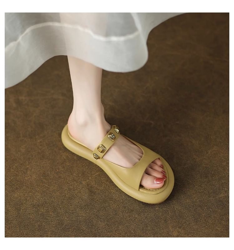 Studded Slide Platform Sandals