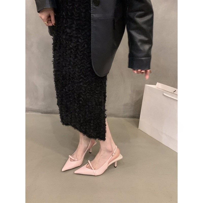 Bow Slingback High Sandals Heel Pointy