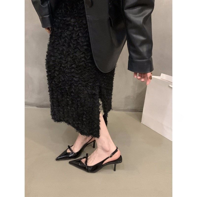 Bow Slingback High Sandals Heel Pointy