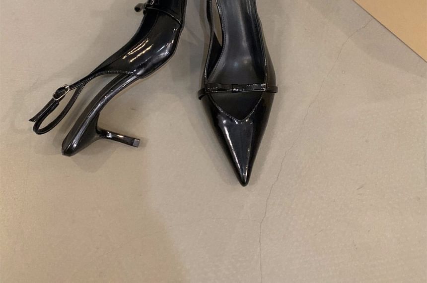 Bow Slingback High Sandals Heel Pointy
