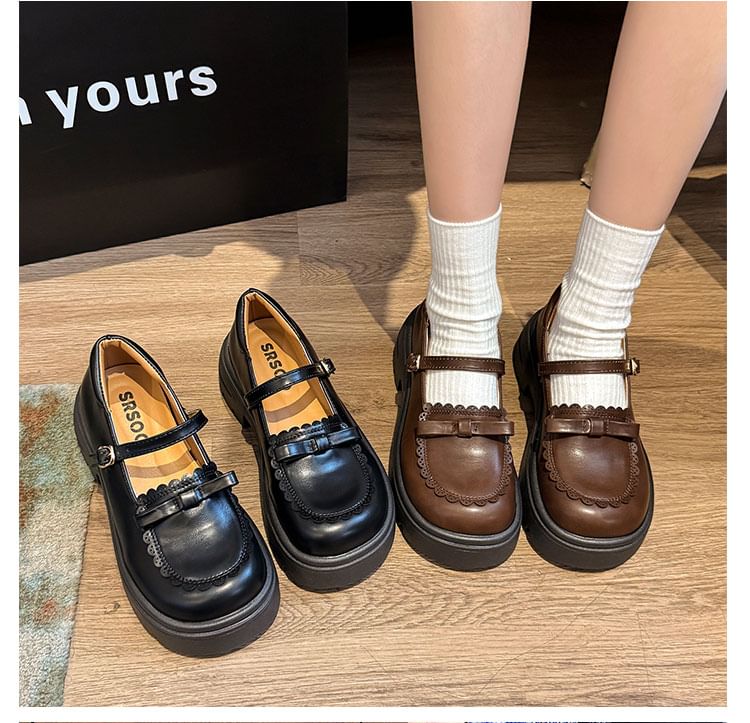 Platform Jane Mary Shoes Bow