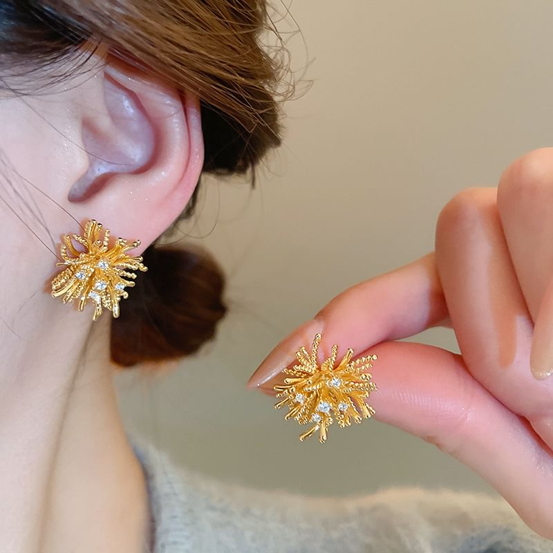 Earring CZ Flower Stud