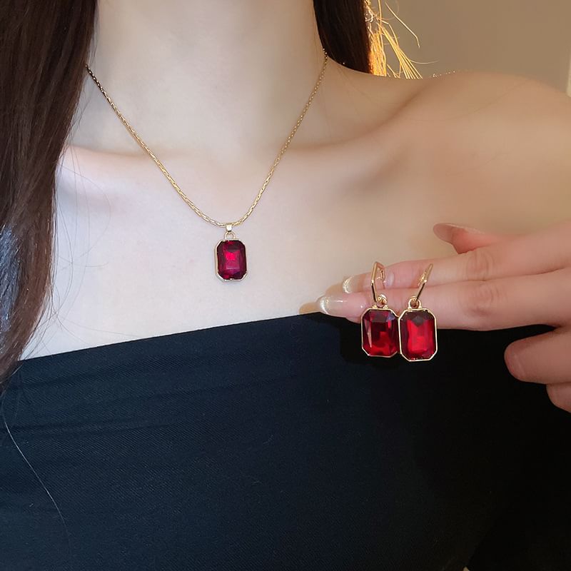 Hoop Necklace Earring / Pendant Drop Rhinestone