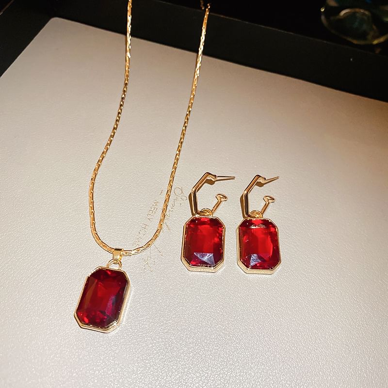 Hoop Necklace Earring / Pendant Drop Rhinestone